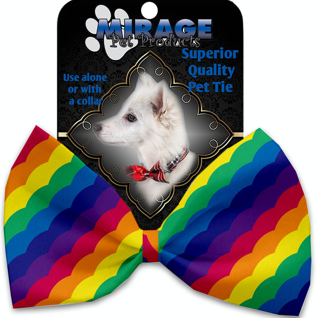 Scalloped Rainbow Pet Bow Tie Collar Accessory With Velcro - staygoldendoodle.com