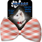Peach Plaid Pet Bow Tie Collar Accessory With Velcro - staygoldendoodle.com