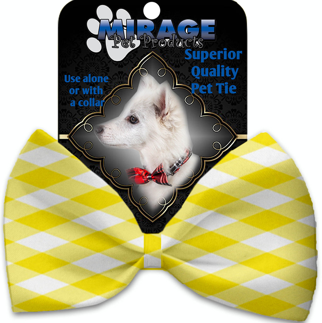 Yellow Plaid Pet Bow Tie Collar Accessory With Velcro - staygoldendoodle.com