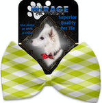 Lime Green Plaid Pet Bow Tie Collar Accessory With Velcro - staygoldendoodle.com