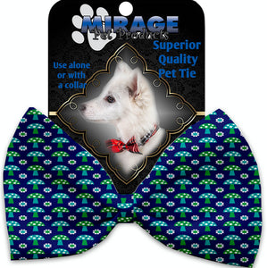 Blue Mushrooms Pet Bow Tie Collar Accessory With Velcro