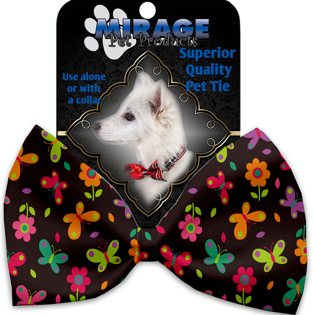 Butterflies In Brown Pet Bow Tie Collar Accessory With Velcro - staygoldendoodle.com