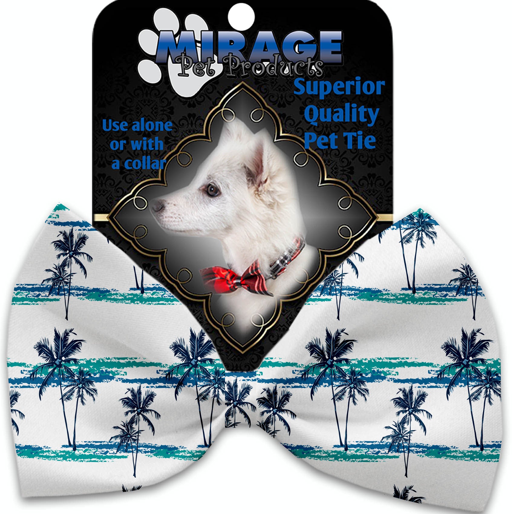 Palm Tree Paradise Pet Bow Tie Collar Accessory With Velcro - staygoldendoodle.com