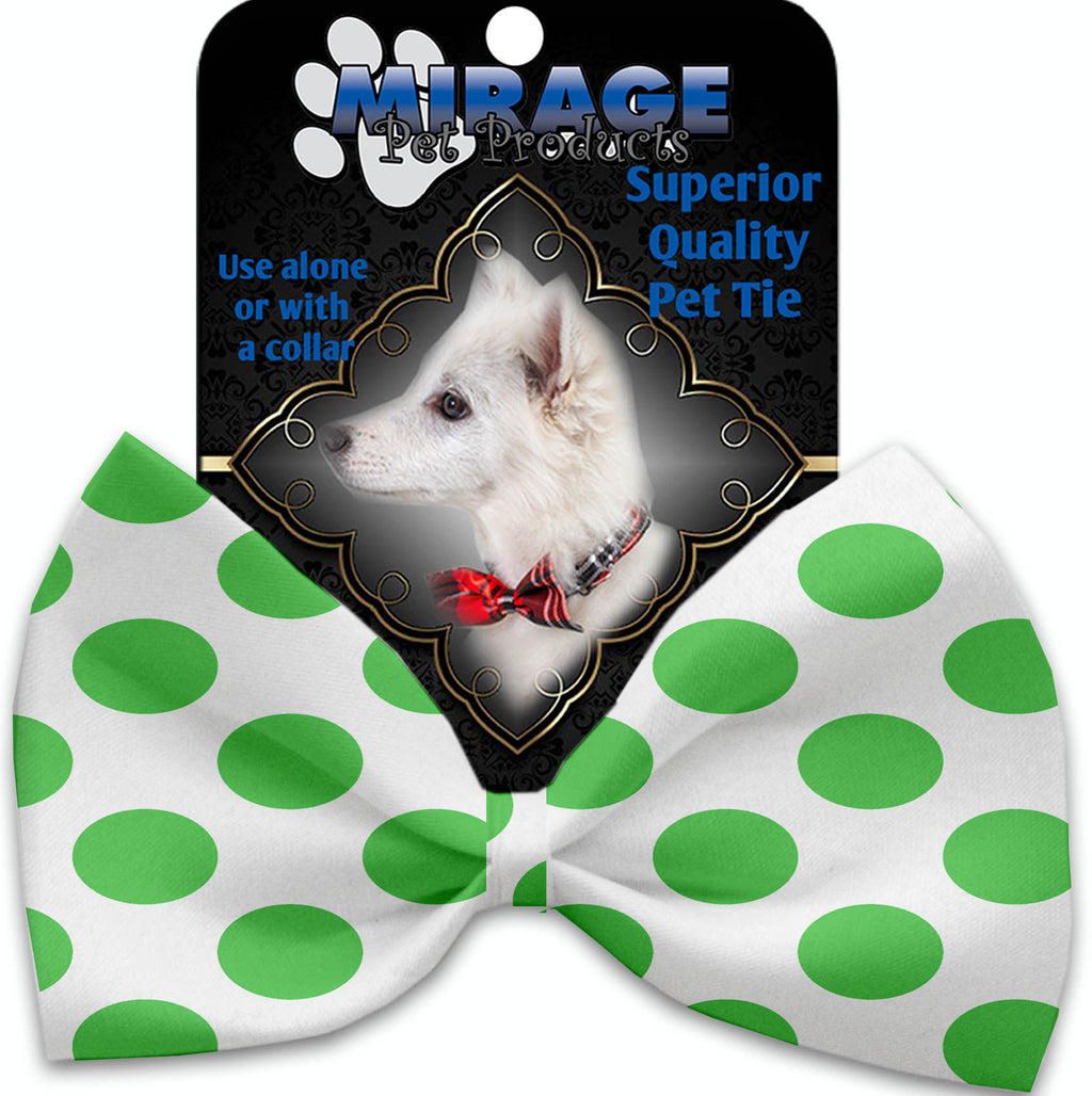 White And Green Dotted Pet Bow Tie Collar Accessory With Velcro - staygoldendoodle.com