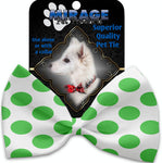 White And Green Dotted Pet Bow Tie Collar Accessory With Velcro - staygoldendoodle.com