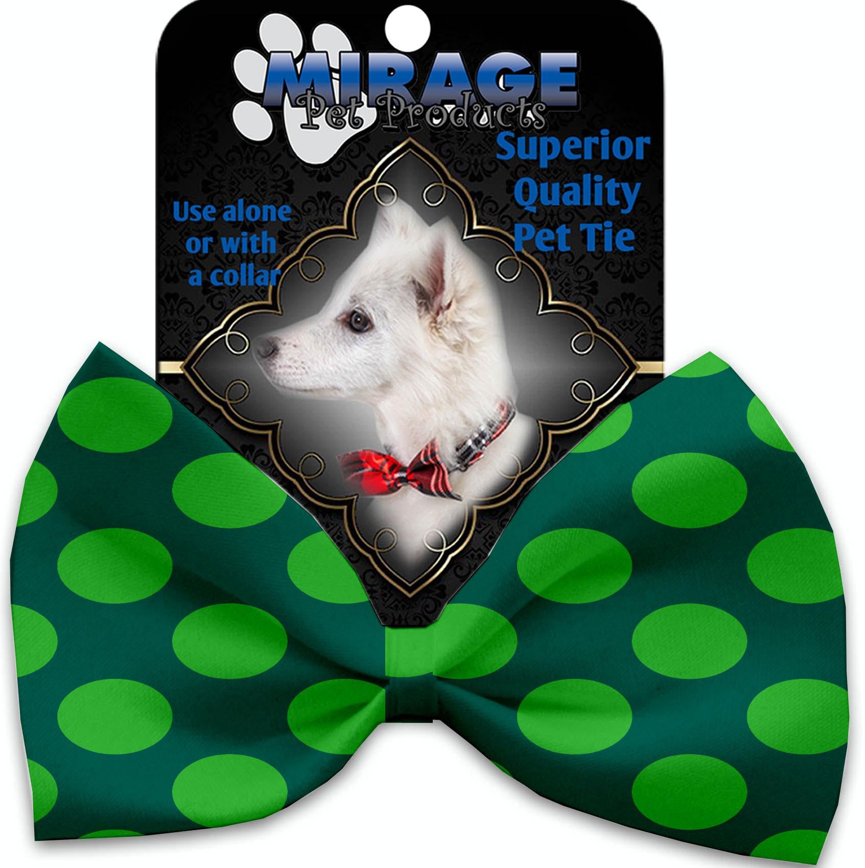 Green On Green Dots Pet Bow Tie - staygoldendoodle.com