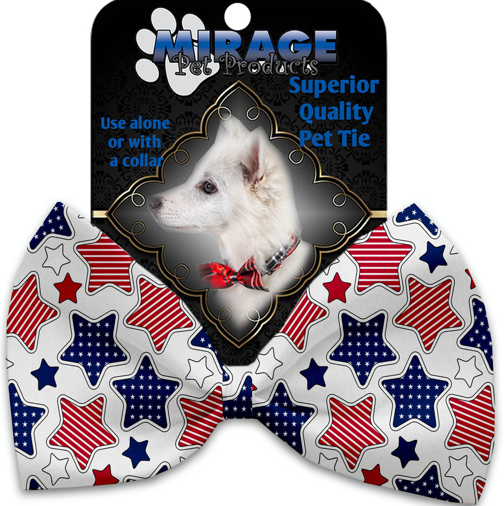 Patriotic Stars Pet Bow Tie Collar Accessory With Velcro - staygoldendoodle.com