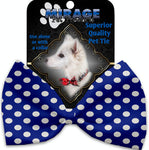 Bright Blue Swiss Dots Pet Bow Tie Collar Accessory With Velcro - staygoldendoodle.com