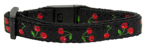 Cherries Nylon Collar Black  Cat Safety - staygoldendoodle.com