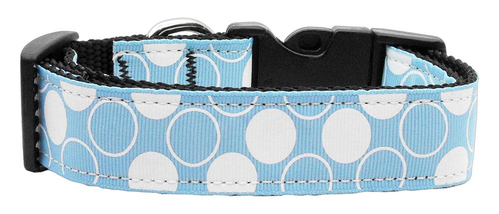 Diagonal Dots Nylon Collar  Baby Blue Large - Stay Golden Doodle