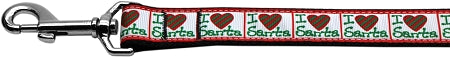 I Heart Santa Nylon Dog Leash 5-8 Inch Wide 4ft Long