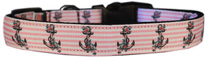 Pink Anchors Nylon Dog Collar - staygoldendoodle.com