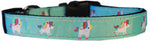 Aqua Unicorns Nylon Dog Collar Lg - staygoldendoodle.com