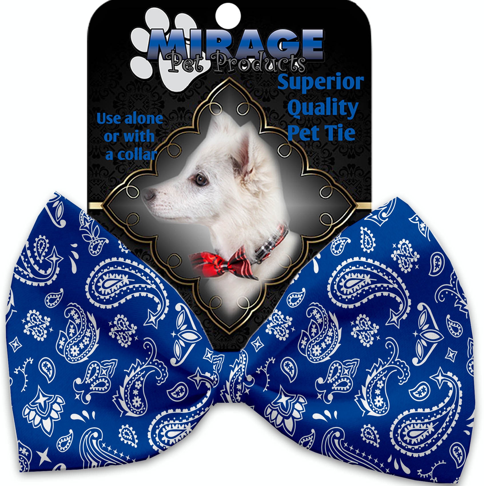 Blue Western Pet Bow Tie Collar Accessory With Velcro