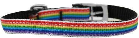 Rainbow Striped Nylon Dog Collar With Classic Buckles 3/8" - staygoldendoodle.com