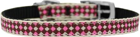 Pink Checkers Nylon Dog Collar With Classic Buckle - staygoldendoodle.com