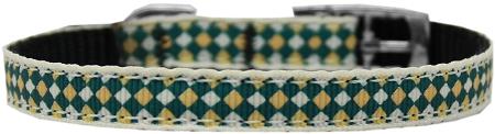 Green Checkers Nylon Dog Collar With Classic Buckle - staygoldendoodle.com