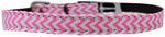 Chevrons Nylon Dog Collar With Classic Buckle 3/8" Pink - staygoldendoodle.com