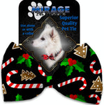 Candy Cane Chaos Pet Bow Tie Collar Accessory With Velcro