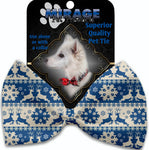 Blue Reindeer Pet Bow Tie Collar Accessory With Velcro