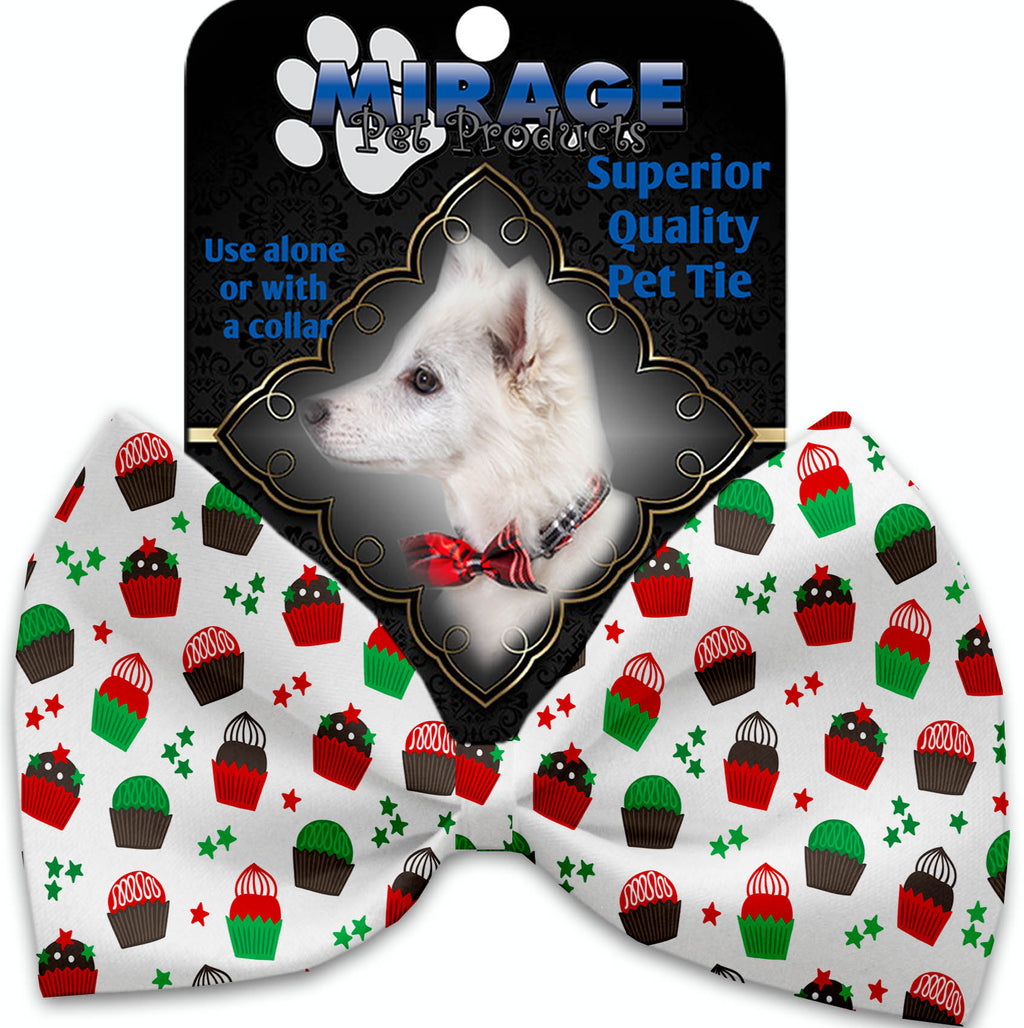 Christmas Cupcakes Pet Bow Tie Collar Accessory With Velcro