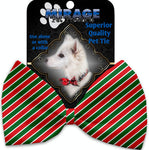 Christmas Stripes Pet Bow Tie Collar Accessory With Velcro