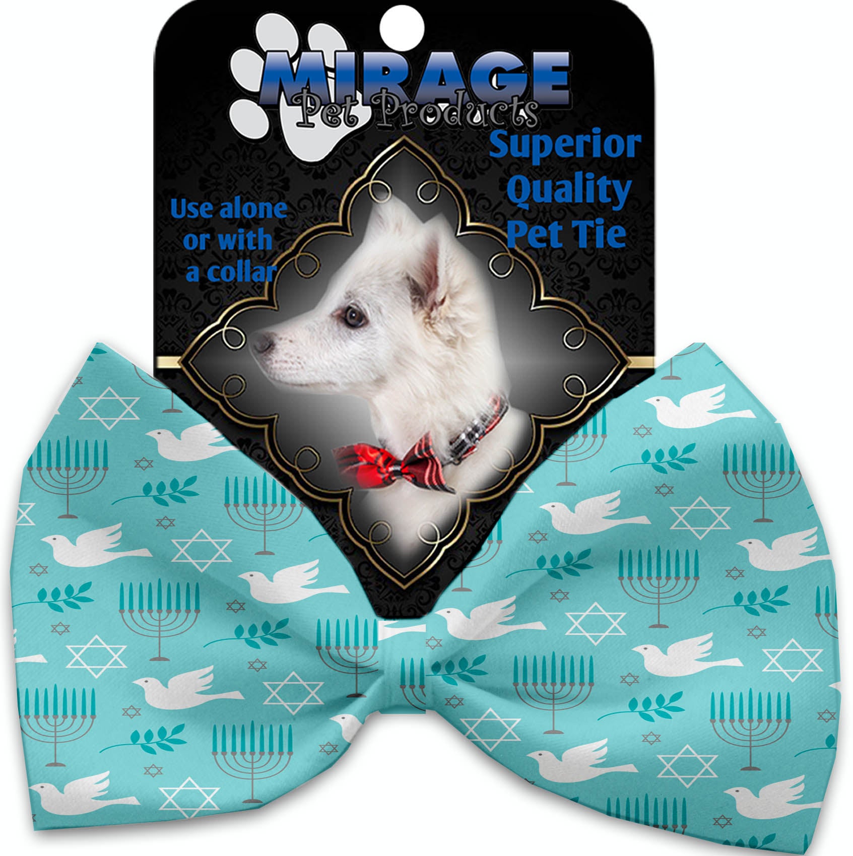 Peace And Hannukah Pet Bow Tie