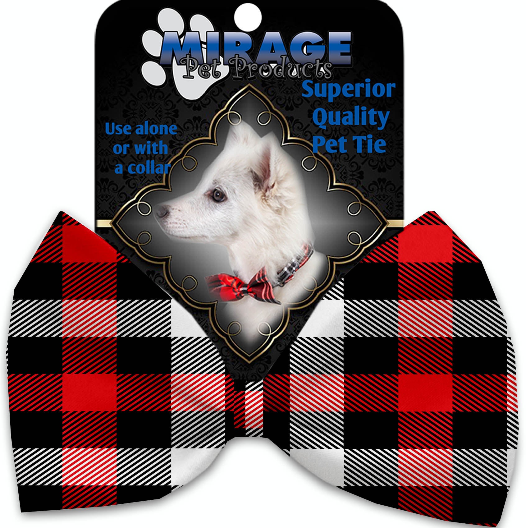 Red And White Buffalo Check Pet Bow Tie