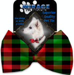 Christmas Plaid Pet Bow Tie Collar Accessory With Velcro