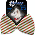 Christmas Pinstripes Pet Bow Tie Collar Accessory With Velcro