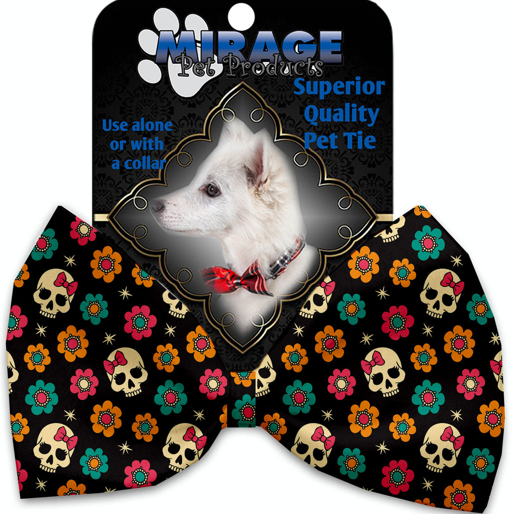 Sugar She Skulls Pet Bow Tie Collar Accessory With Velcro - staygoldendoodle.com