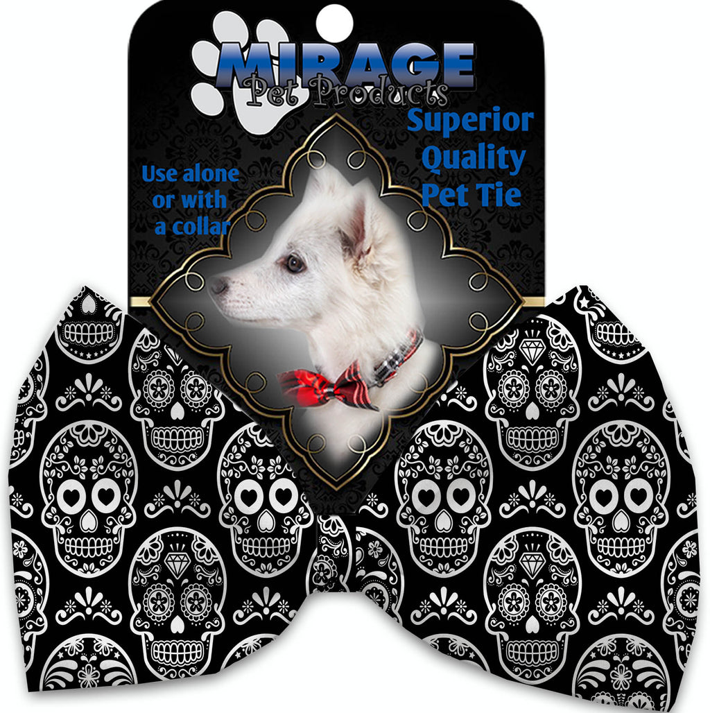 Classic Sugar Skulls Pet Bow Tie Collar Accessory With Velcro - staygoldendoodle.com