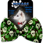 Green Camo Skulls Pet Bow Tie Collar Accessory With Velcro - staygoldendoodle.com