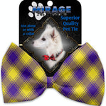 Purple And Yellow Plaid Pet Bow Tie Collar Accessory With Velcro - staygoldendoodle.com