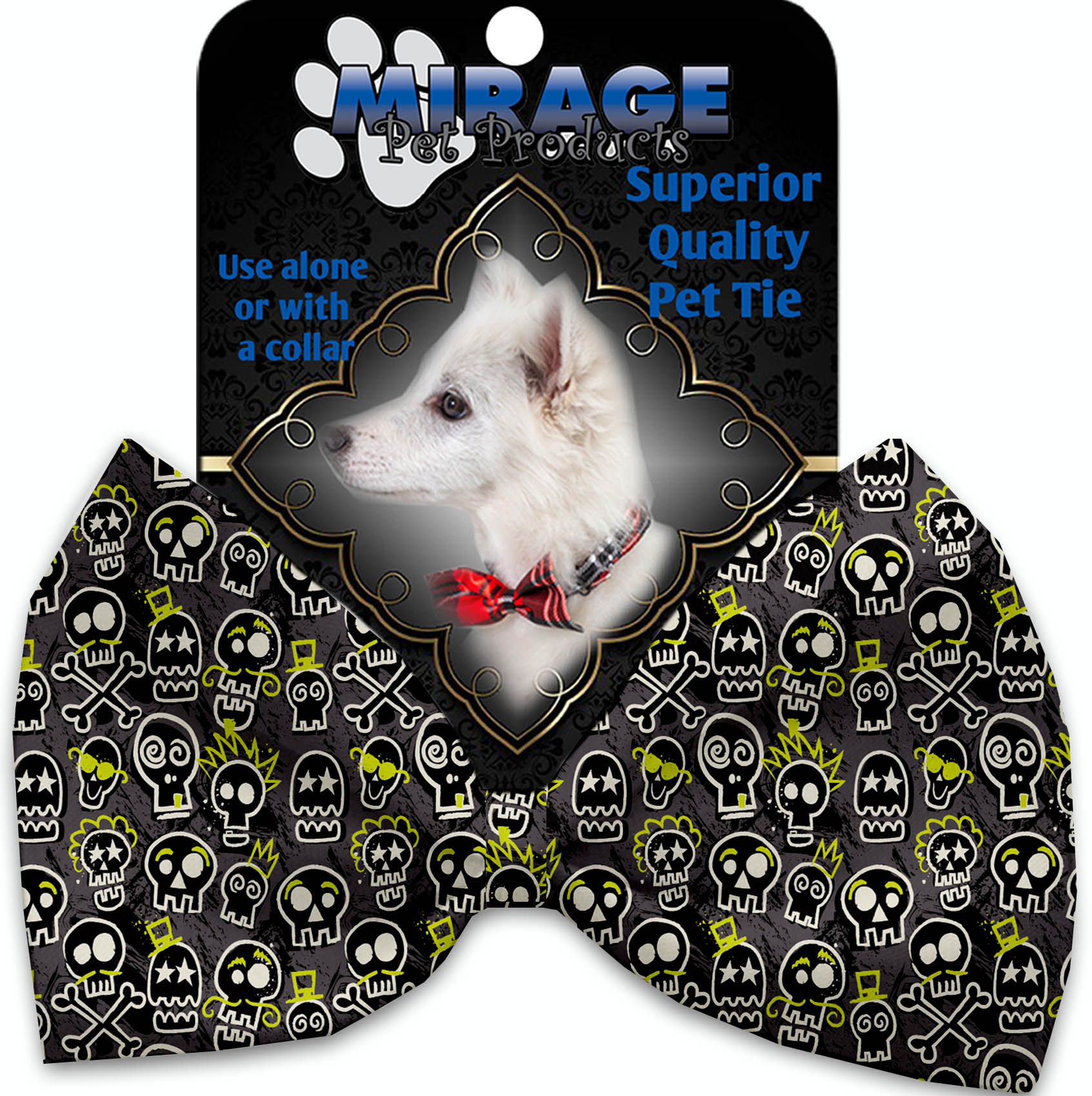 Skater Skulls Pet Bow Tie Collar Accessory With Velcro - staygoldendoodle.com