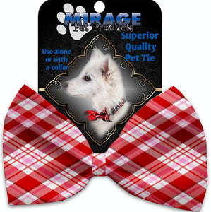 Valentines Day Plaid Pet Bow Tie Collar Accessory With Velcro - staygoldendoodle.com