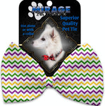 Mardi Gras Chevron Pet Bow Tie Collar Accessory With Velcro - staygoldendoodle.com