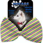 Mardi Gras Stripes Pet Bow Tie Collar Accessory With Velcro - staygoldendoodle.com