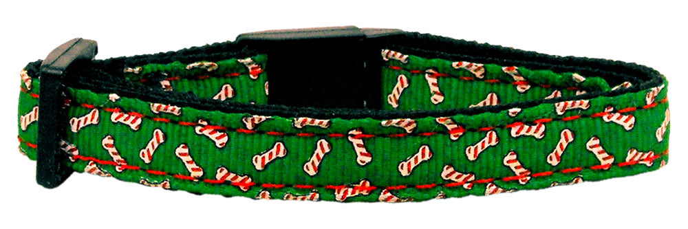 Candy Cane Bones Nylon And Ribbon Collars  . Cat Safety