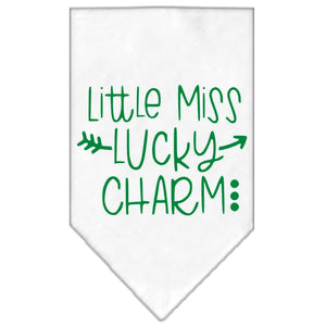 Little Miss Lucky Charm Screen Print Bandana White Large - staygoldendoodle.com