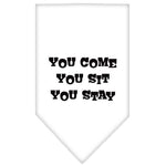 You Come, You Sit, You Stay Screen Print Bandana White Large - staygoldendoodle.com