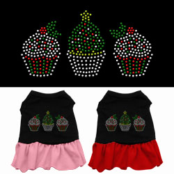 Christmas Cupcakes Rhinestone Ruffle Dress