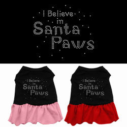 I Believe in Santa Paws Rhinestone Ruffle Dress