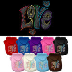 Technicolor LOVE Rhinestone Dog Hoodie from StayGoldenDoodle.com