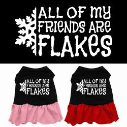 All of my friends are Flakes Screen Print Ruffle Dresss