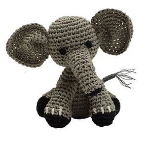 Knit Knacks Bubbles the Baby Elephant Organic Cotton Small Dog Toy