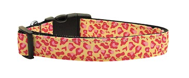 Tan and Pink Leopard Nylon Dog Collar