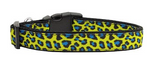 Blue and Yellow Leopard Nylon Dog Collar