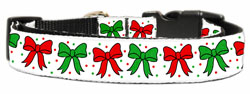 Christmas Bows Nylon And Ribbon Collar and Leash from StayGoldenDoodle.com