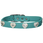 Jade Western Heart Leather Dog Collar - 26